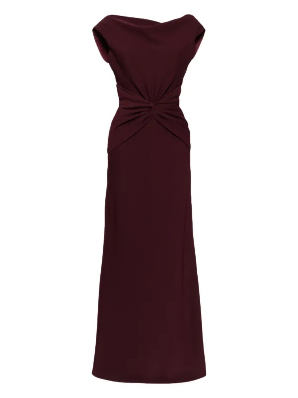 Amsale Strapless Twist-Waist Maxi Gown in Burgundy